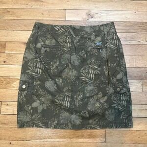 LL Bean Green Floral Print Cargo Skirt‎